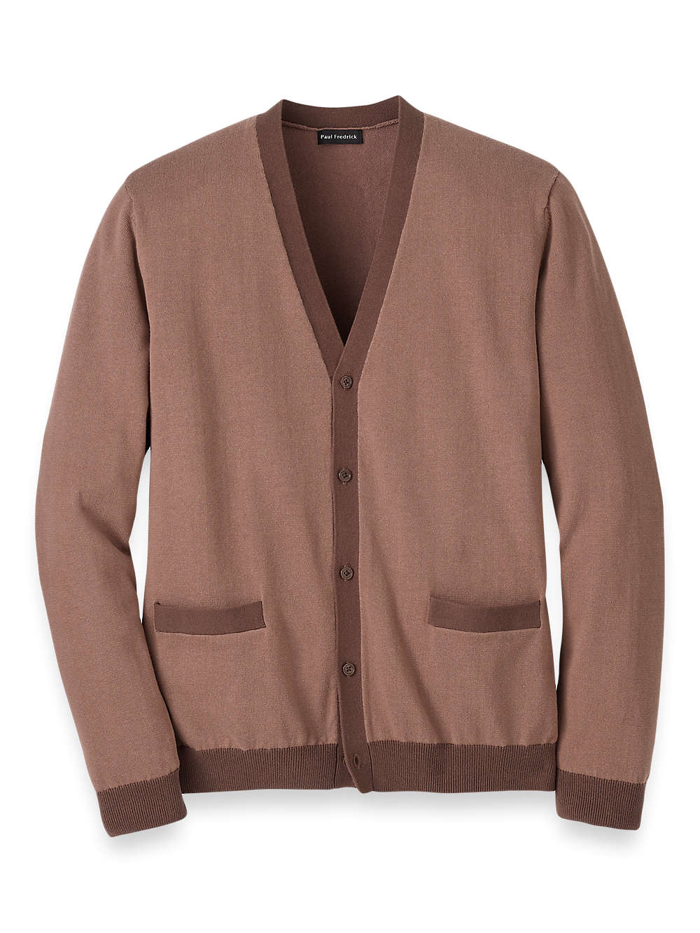 Product Image of Cotton Button Front V-neck Cardigan-Brown