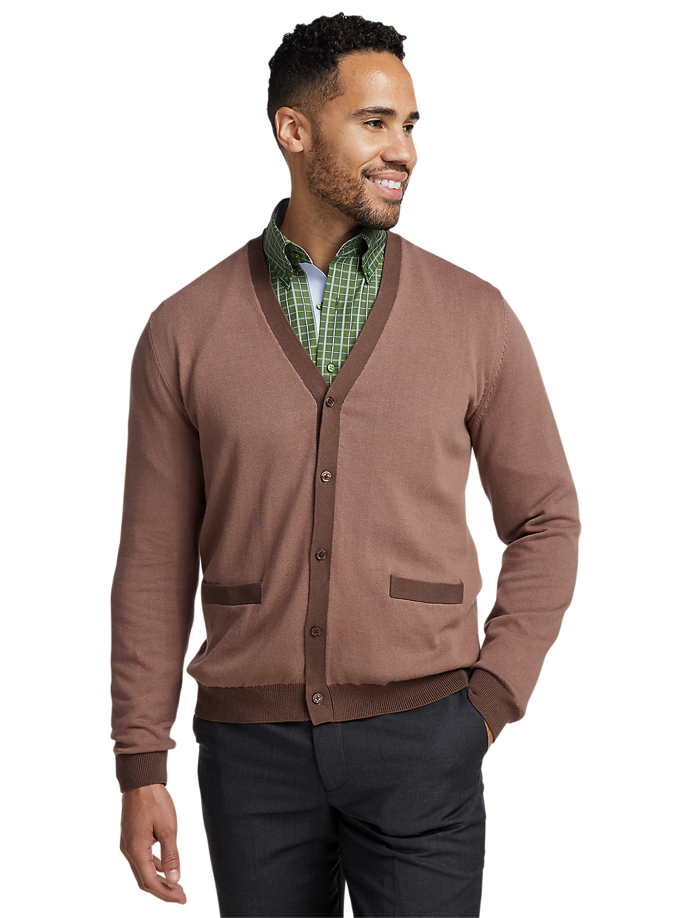 Alternate Image of Cotton Button Front V-neck Cardigan-1