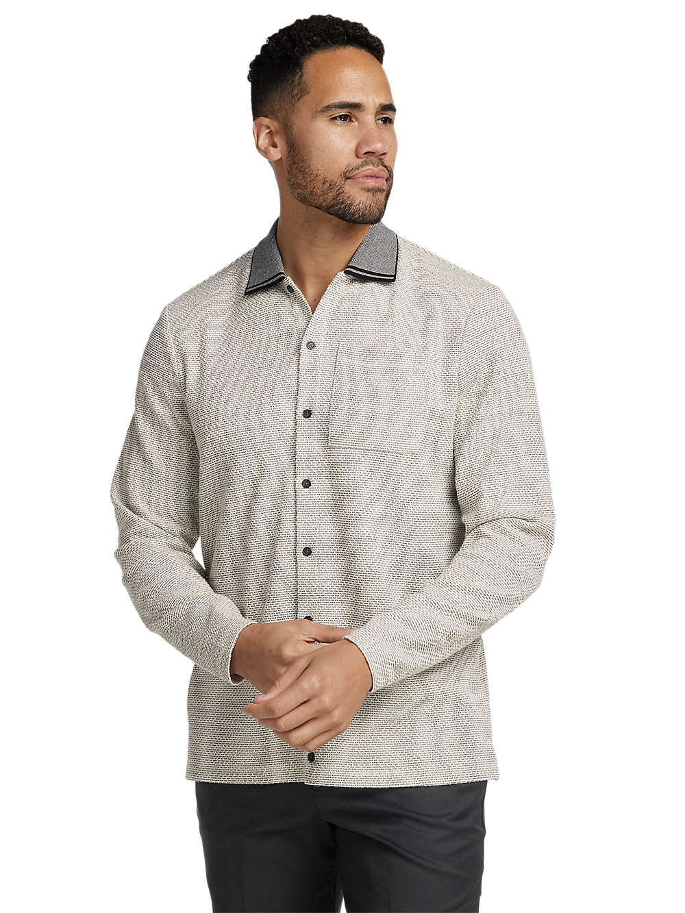 Alternate Image of Polyester Blend Button Front Polo-1