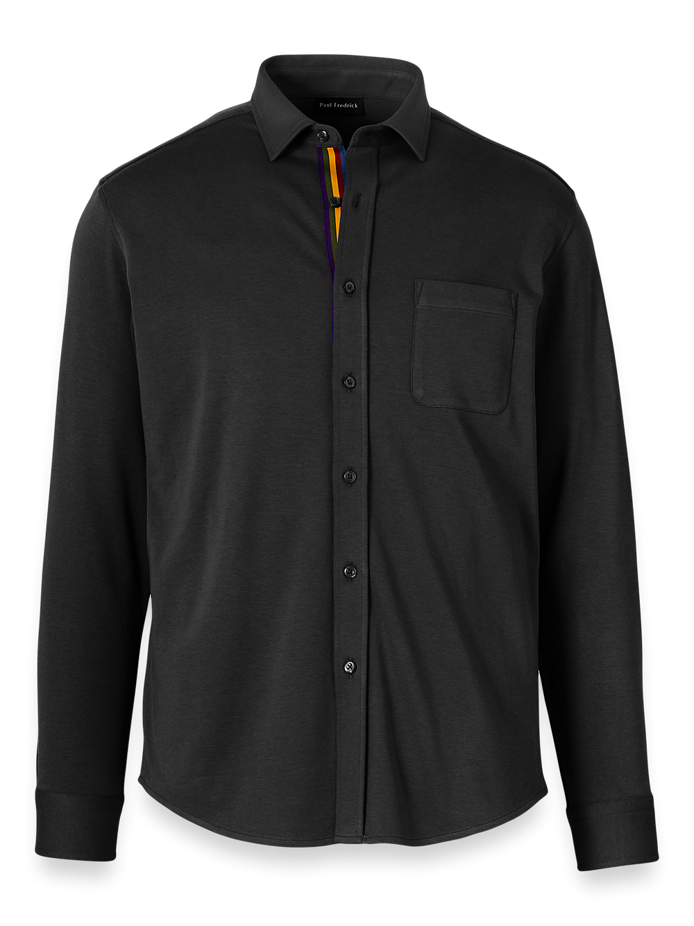 Product Image of Mercerized Cotton Button Front Polo-Black