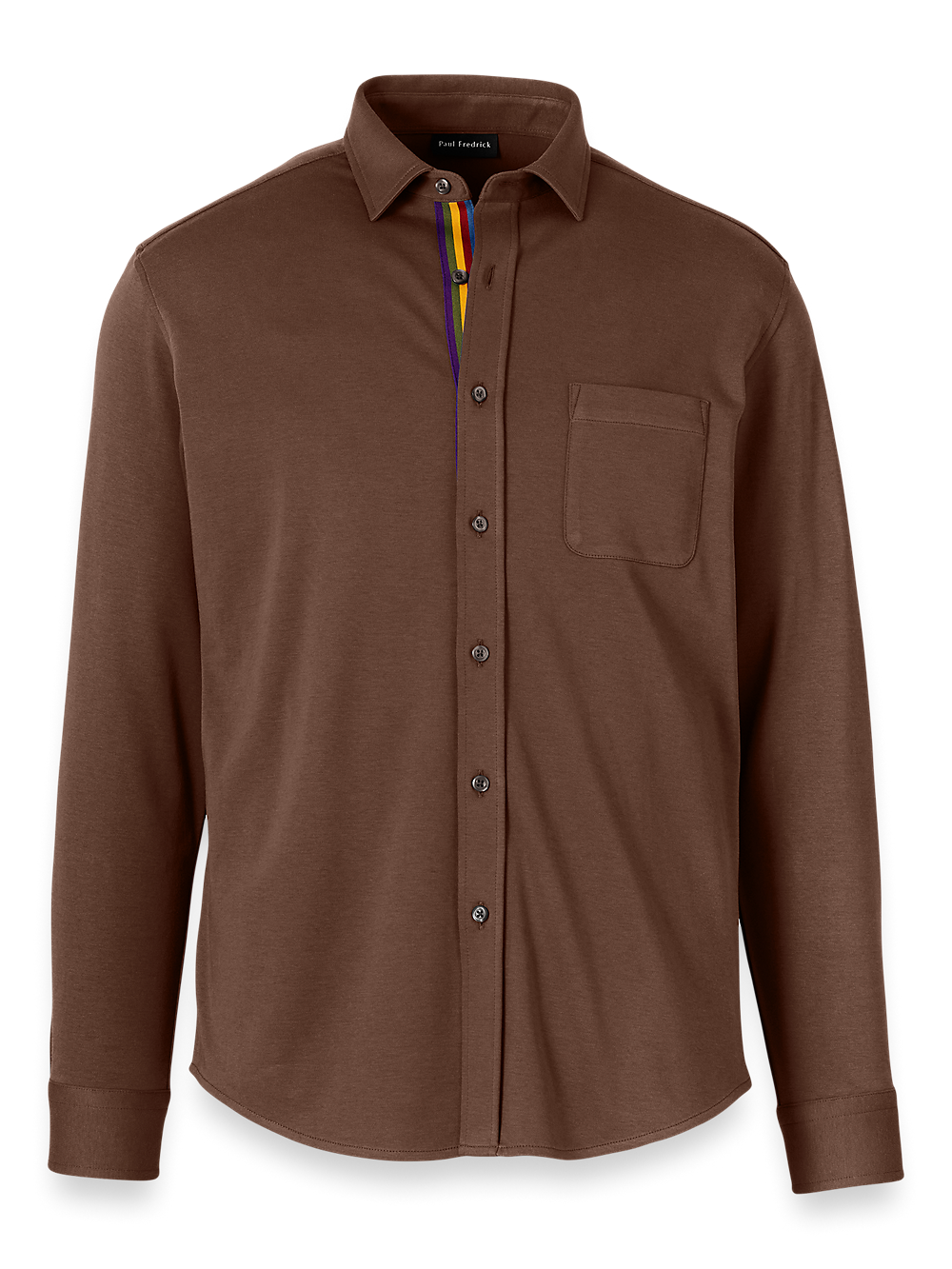 Product Image of Mercerized Cotton Button Front Polo-Brown