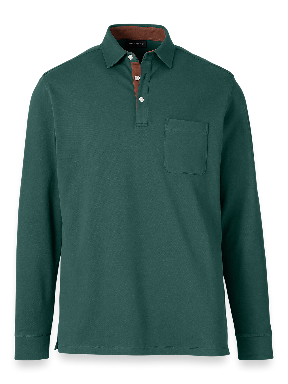 Product Image of Cotton/spandex Pique Three Button Polo-Green