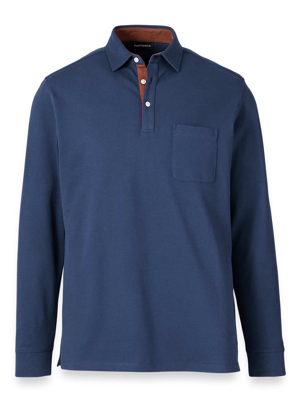 Product Image of Cotton/spandex Pique Three Button Polo-Navy