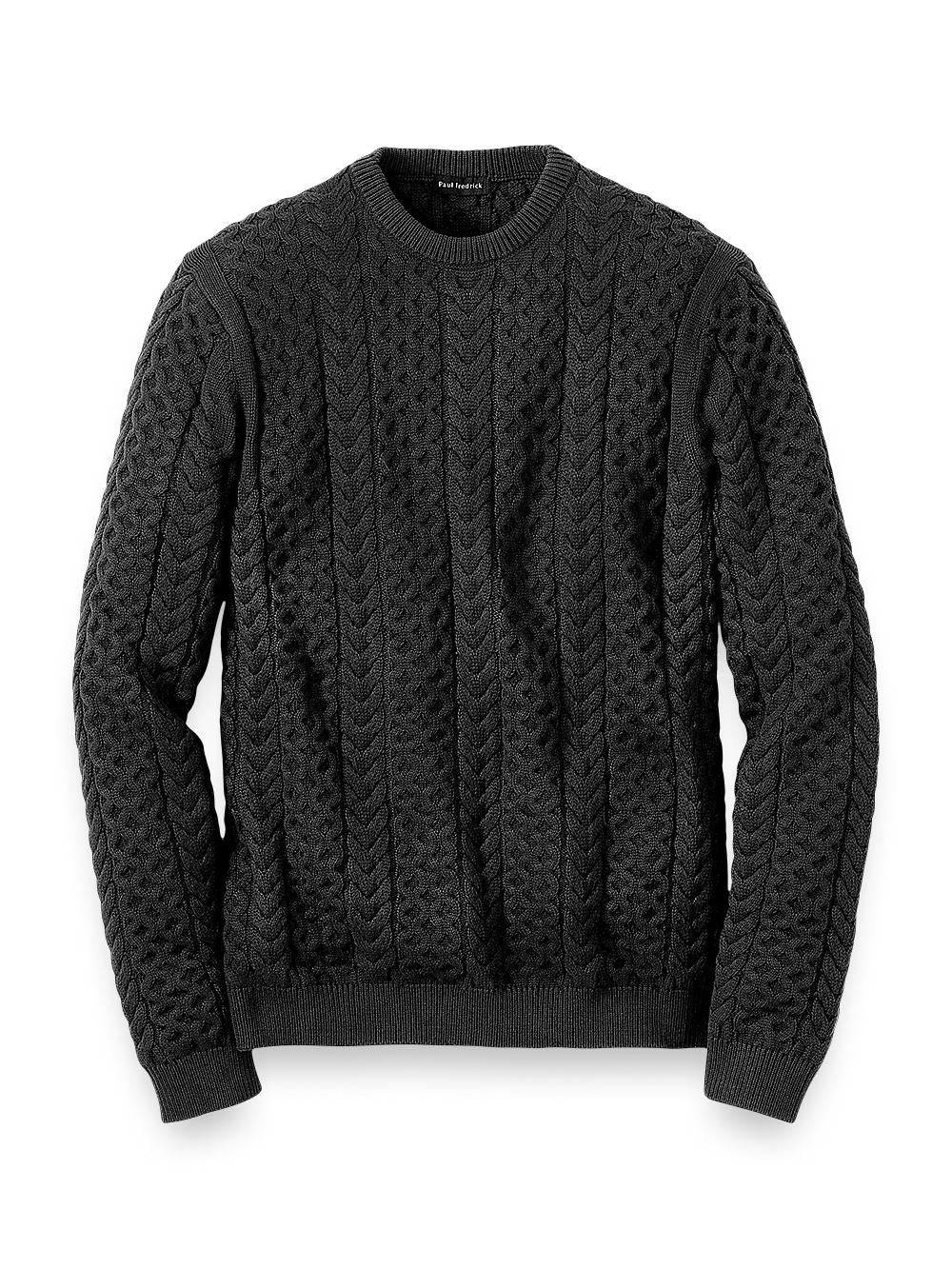 Product Image of Cotton Cable Crew Neck Sweater-Black