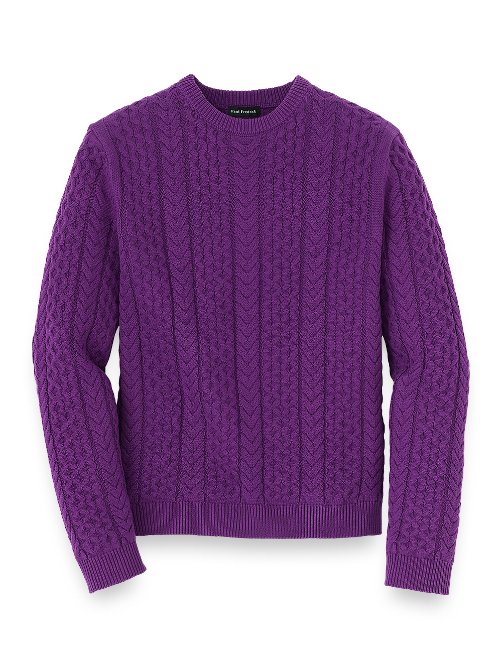 Product Image of Cotton Cable Crew Neck Sweater-Purple