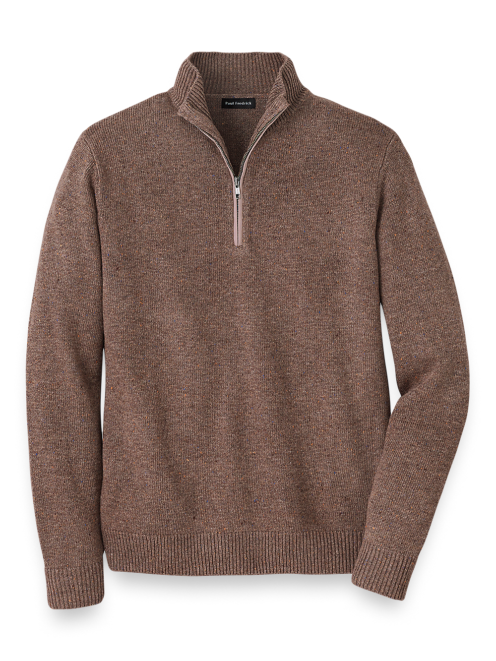 Product Image of Donegal Zip Mock Neck Sweater-DARK TAUPE