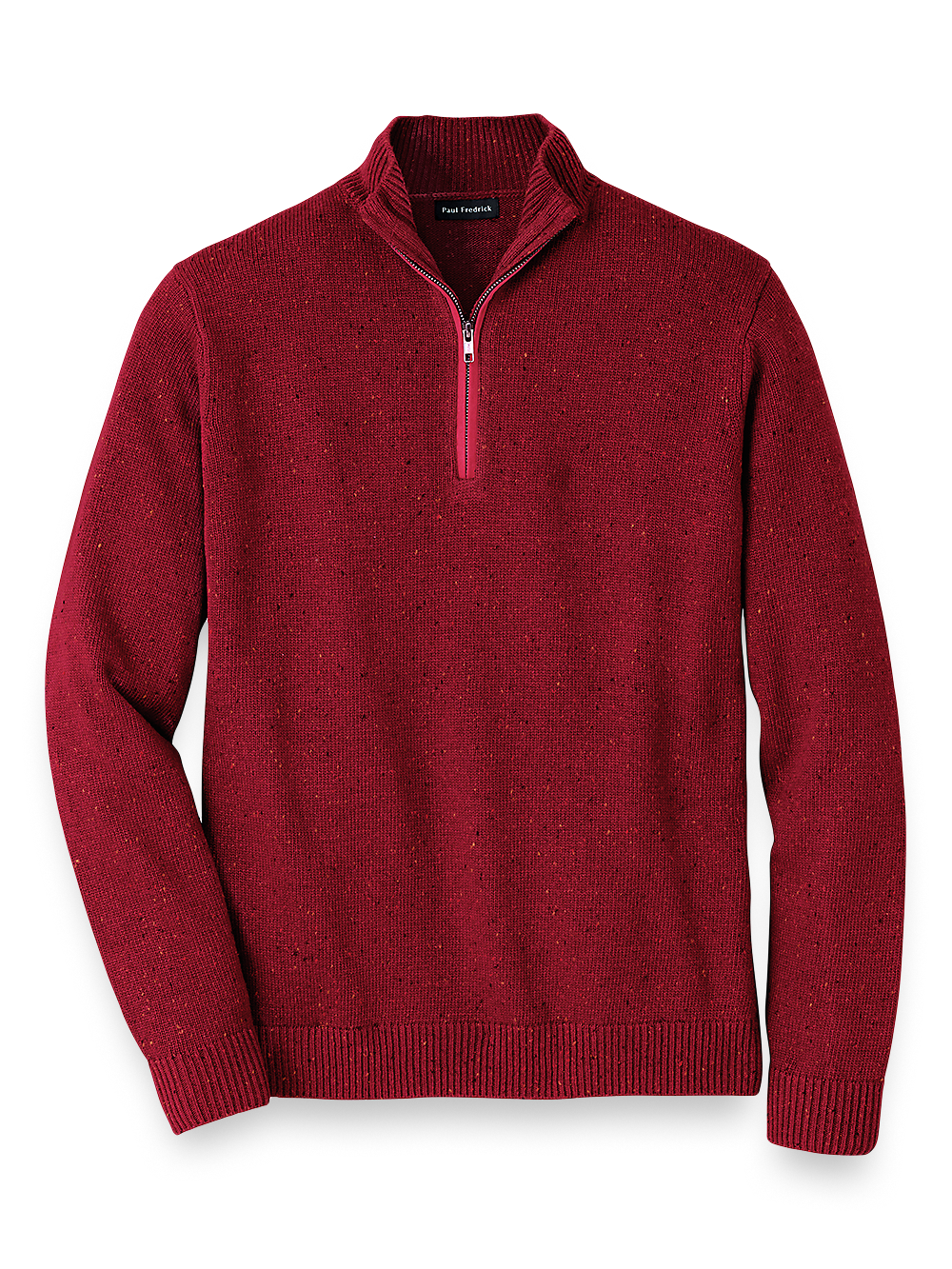 Product Image of Donegal Zip Mock Neck Sweater-Burgundy