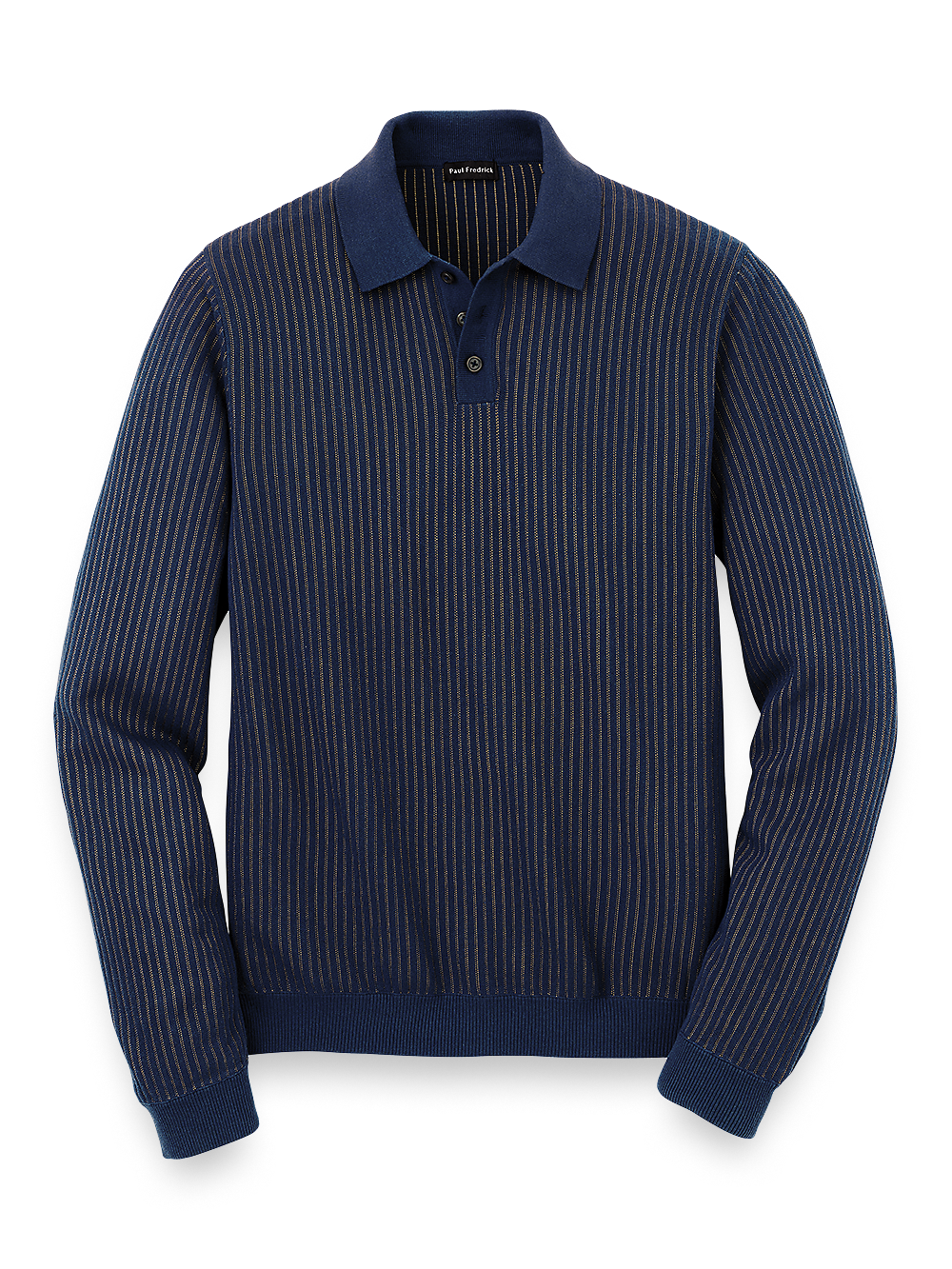 Product Image of Cotton Blend Three Button Polo-Navy