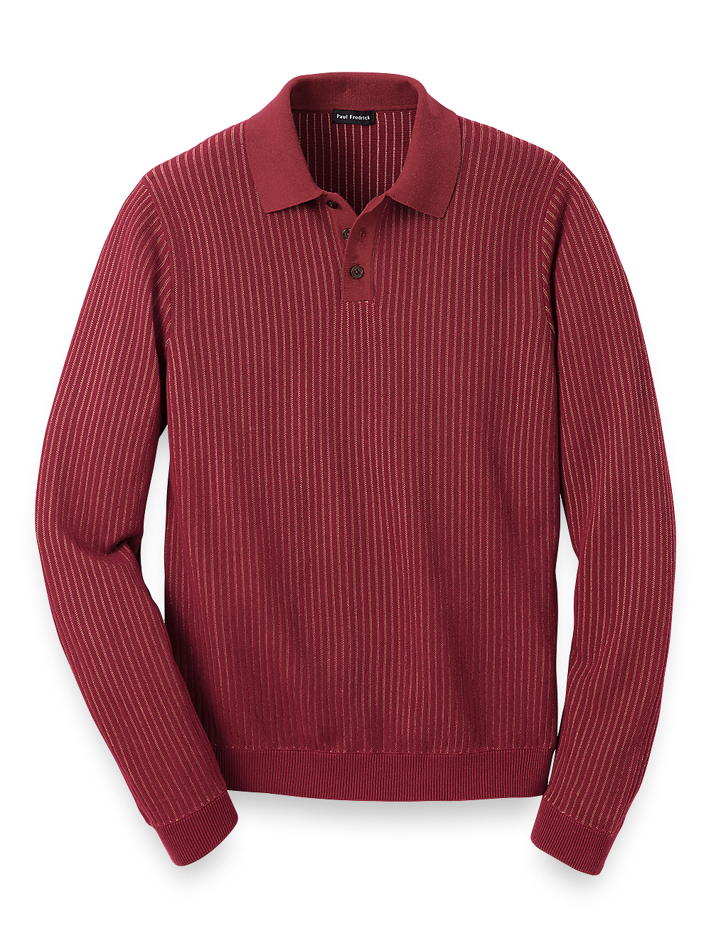 Product Image of Cotton Blend Three Button Polo-Burgundy