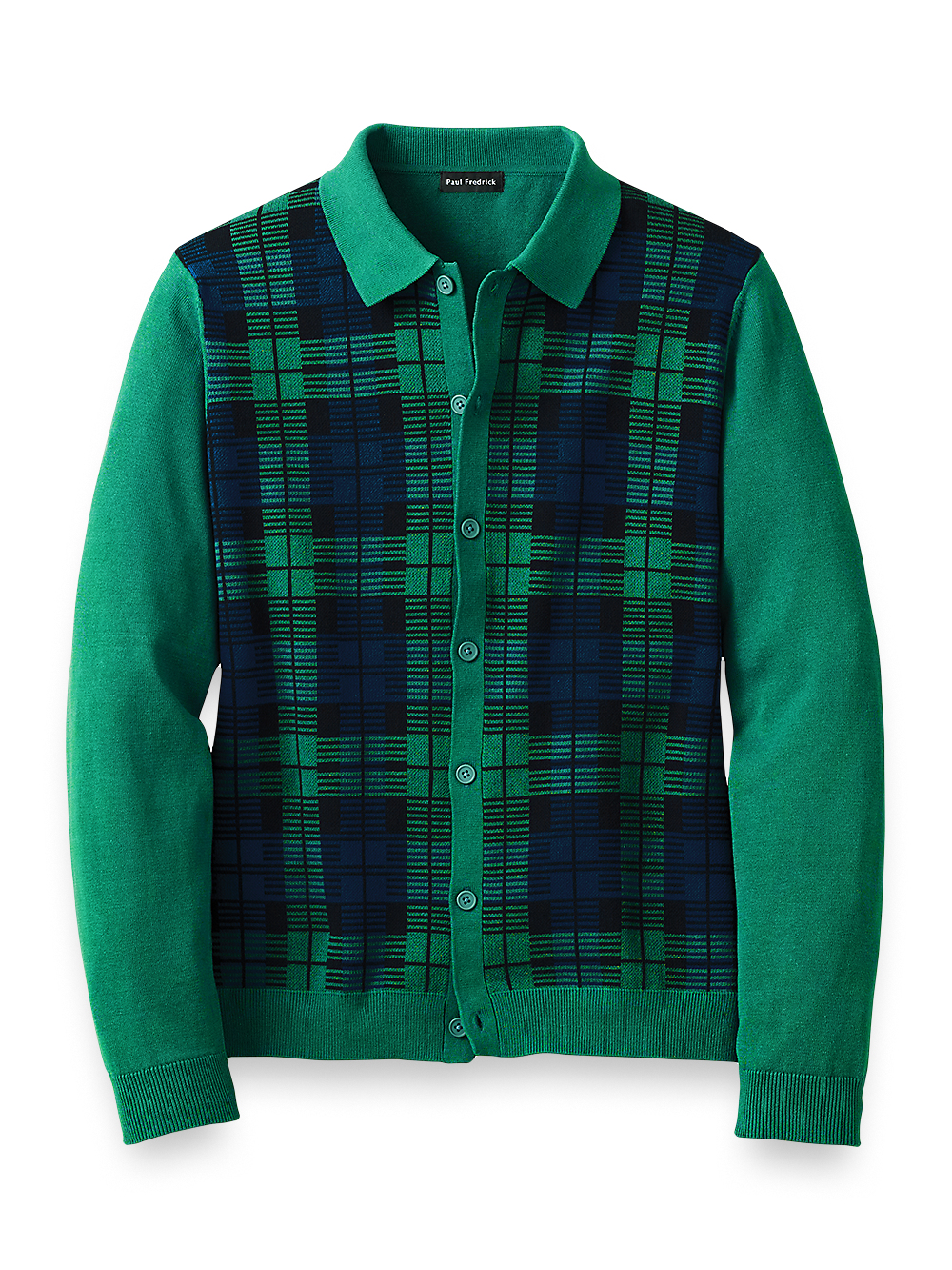 Product Image of Cotton Button Front Polo-Green