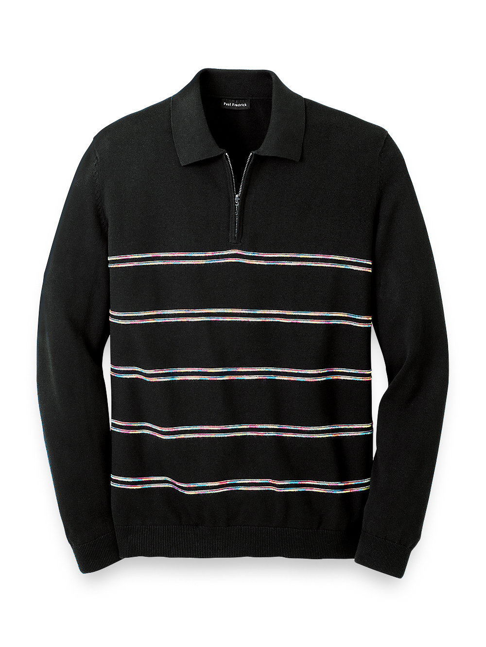 Product Image of Cotton Blend Zip Polo-Black