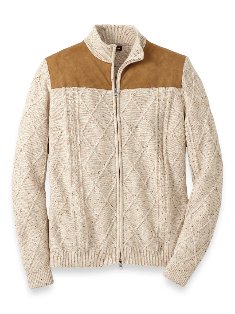 Product Image of Donegal Full Zip Mock Neck Sweater-Ivory