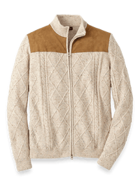 Donegal Full Zip Mock Neck Sweater - Ivory