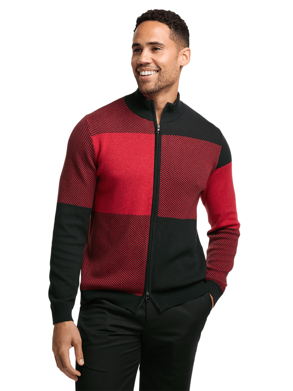 Alternate Image of Cotton Full Zip Mock Neck Sweater-1