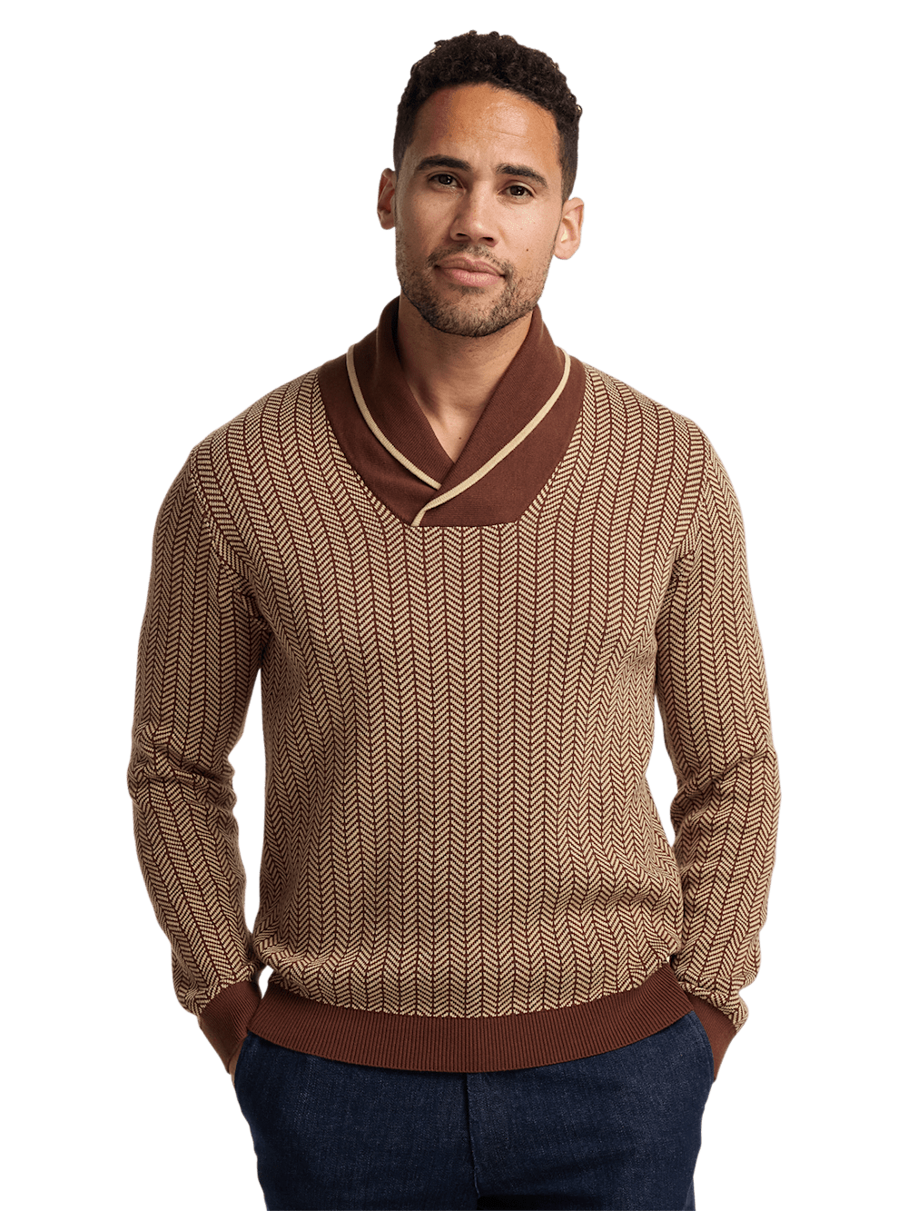 Alternate Image of Cotton Shawl Collar Sweater-1