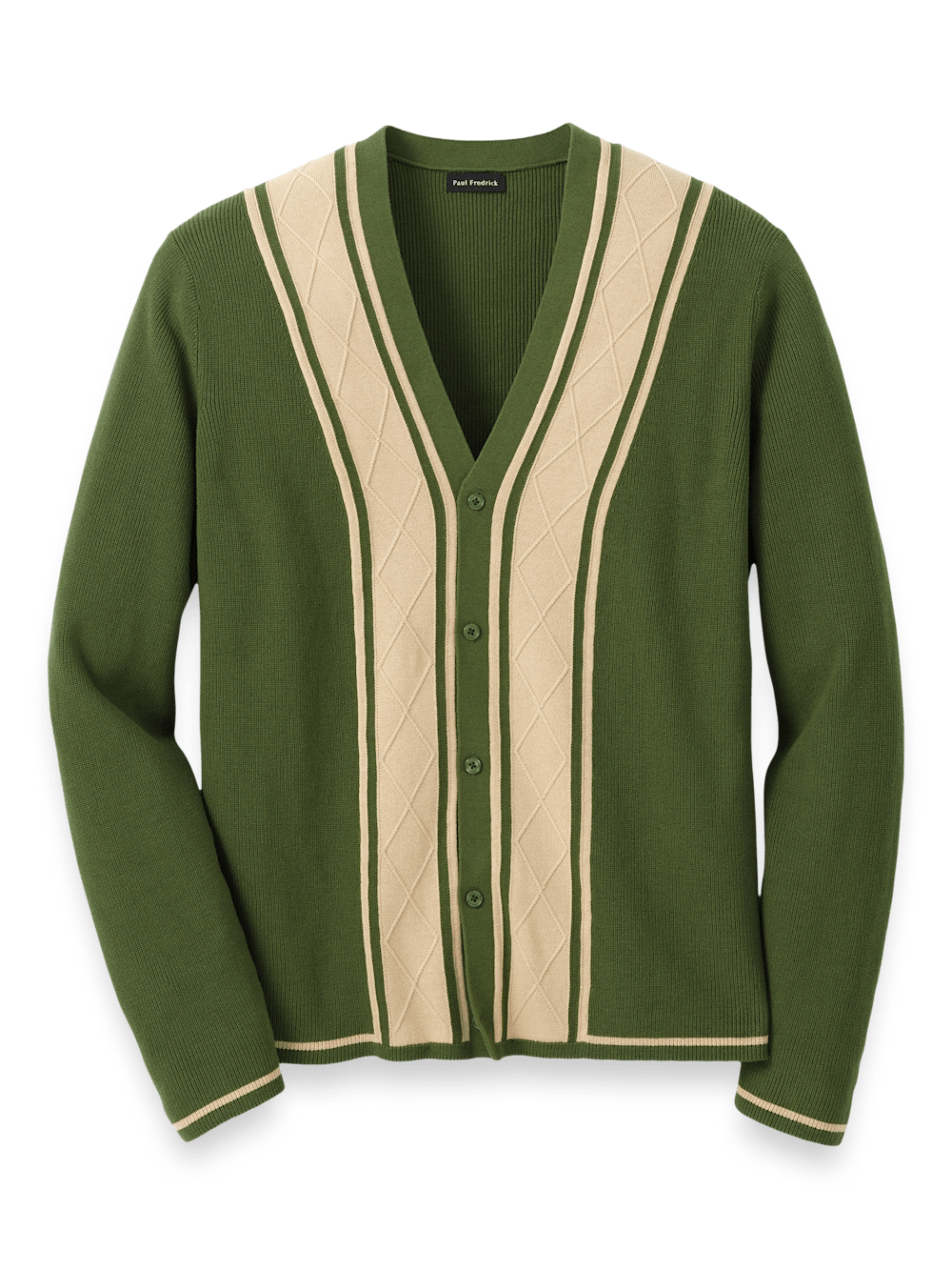 Product Image of Cotton Button Front Cardigan Sweater-Green