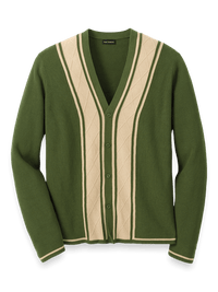 Cotton Button Front Cardigan Sweater - Green