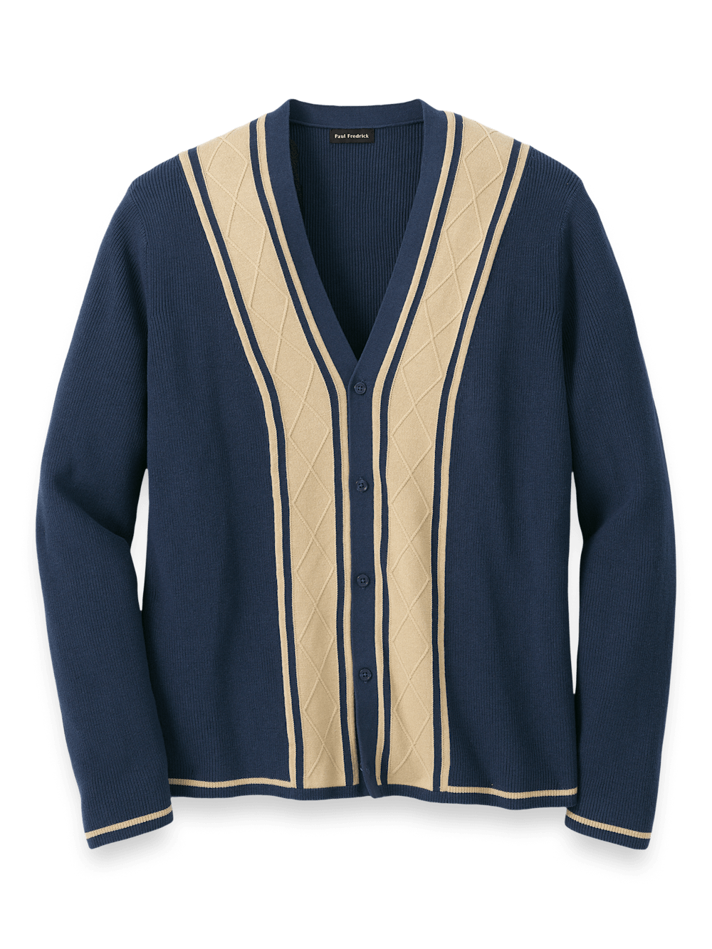 Product Image of Cotton Button Front Cardigan Sweater-Navy