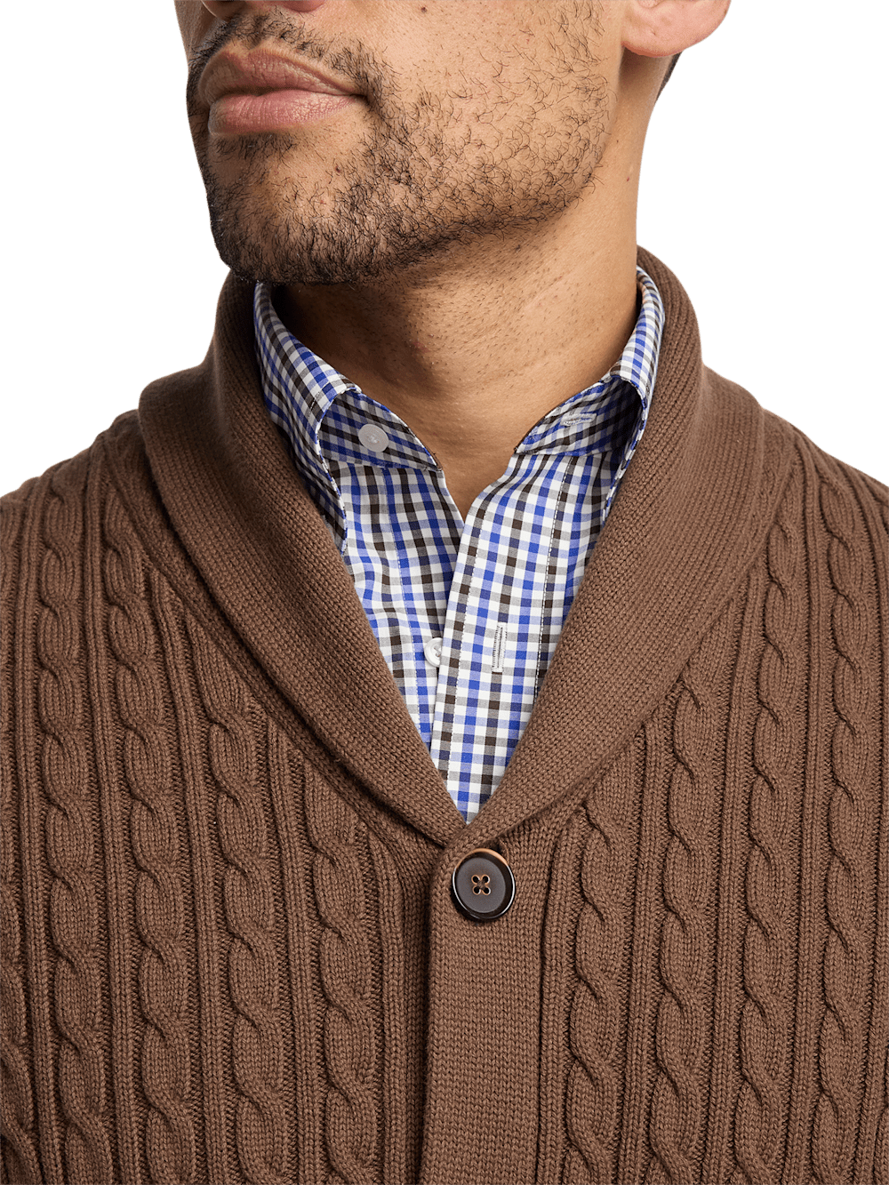 Alternate Image of Cotton Cable Button Front Shawl Collar Cardigan-2