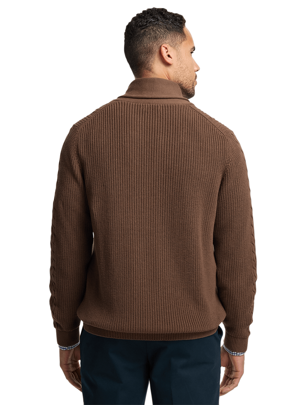 Alternate Image of Cotton Cable Button Front Shawl Collar Cardigan-4