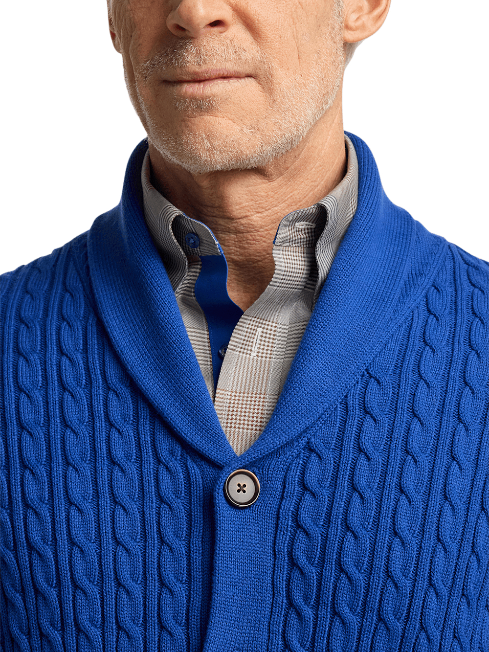 Alternate Image of Cotton Cable Button Front Shawl Collar Cardigan-2