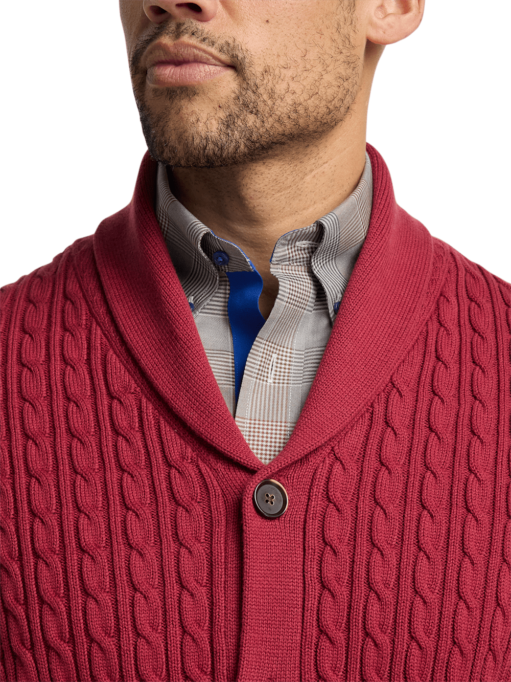 Alternate Image of Cotton Cable Button Front Shawl Collar Cardigan-2