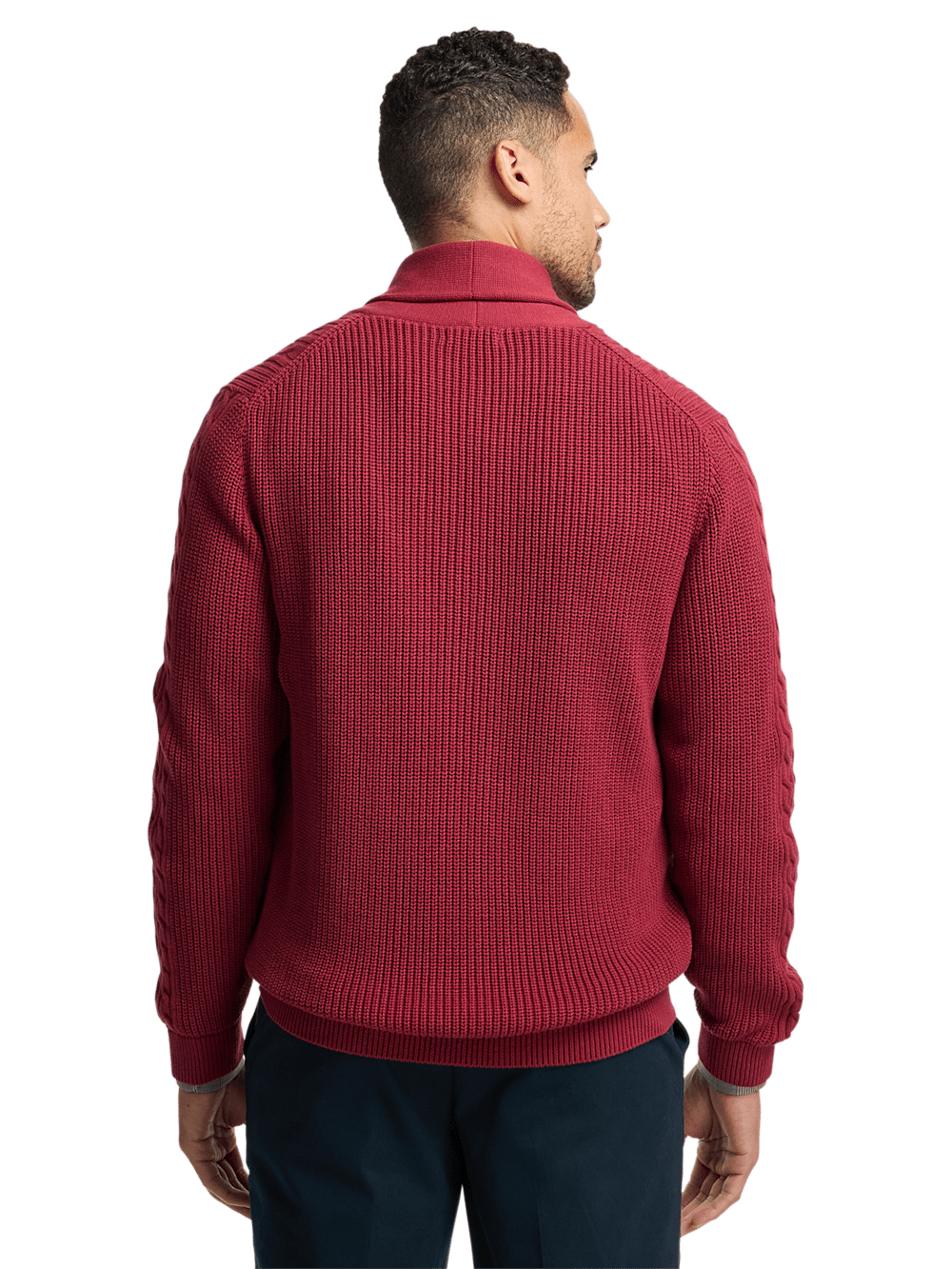 Alternate Image of Cotton Cable Button Front Shawl Collar Cardigan-4