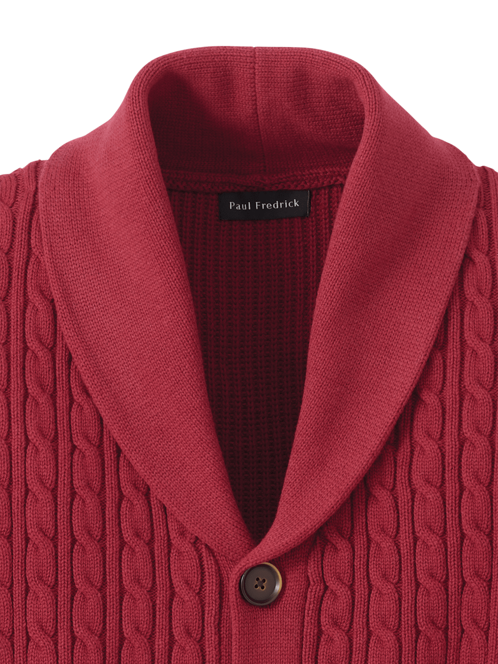 Alternate Image of Cotton Cable Button Front Shawl Collar Cardigan-5