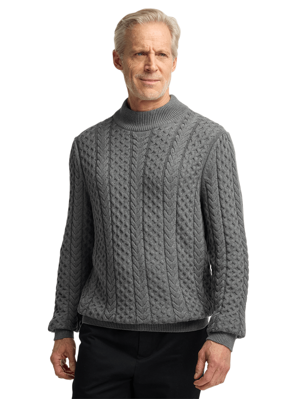 Alternate Image of Cotton Cable Mock Neck Sweater-1