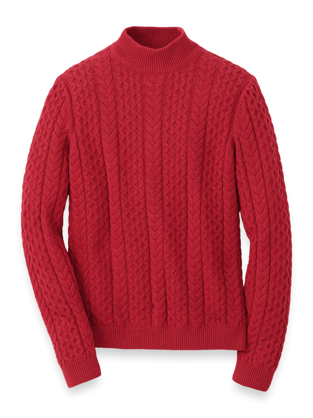 Product Image of Cotton Cable Mock Neck Sweater-Red