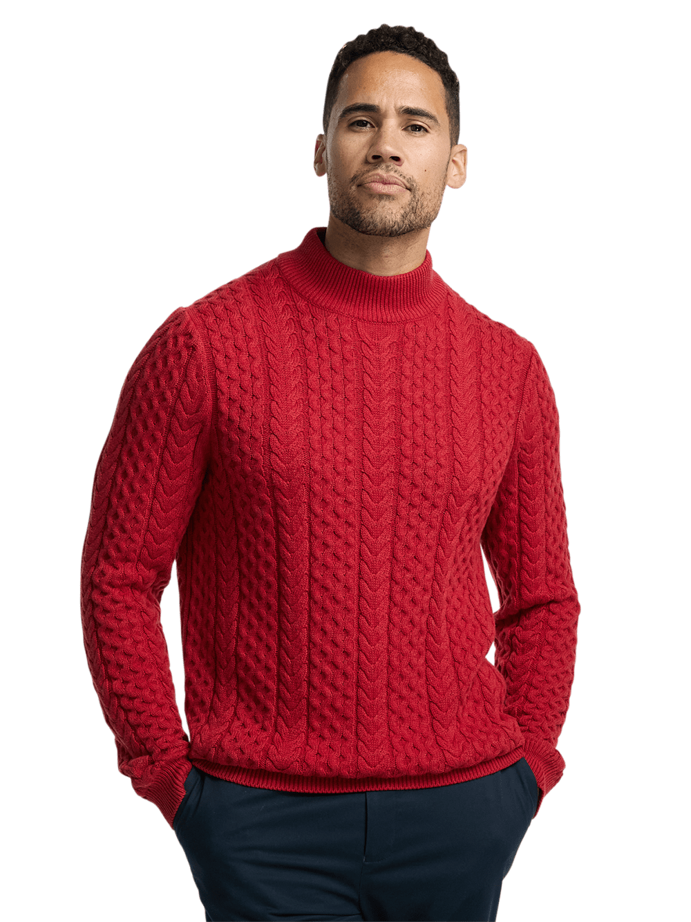 Alternate Image of Cotton Cable Mock Neck Sweater-1