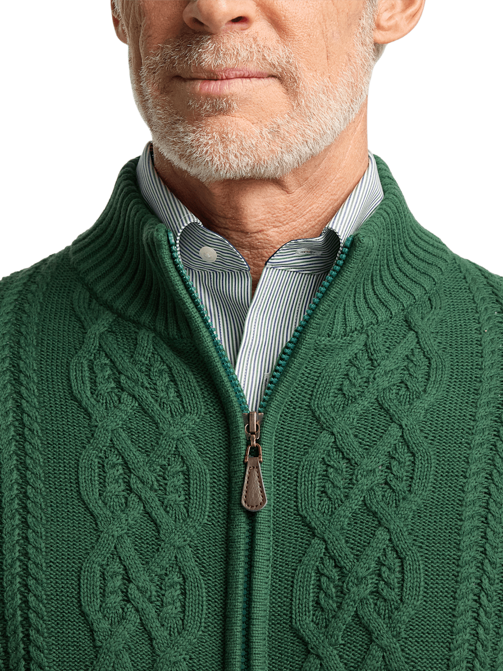 Alternate Image of Cotton Cable Full Zip Mock Neck Sweater-2