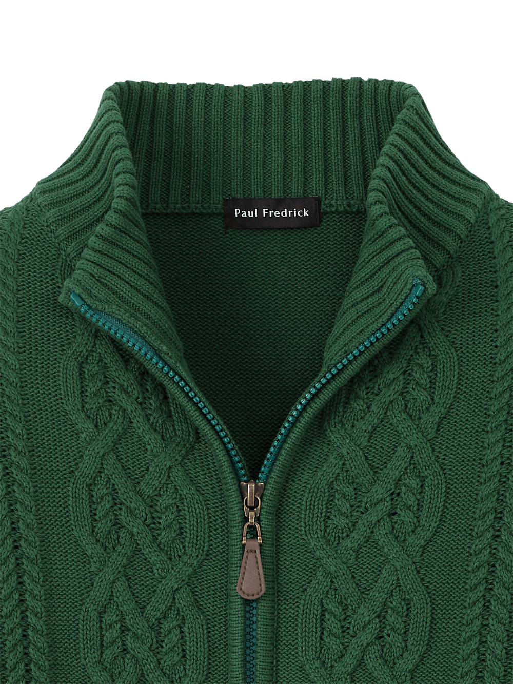 Alternate Image of Cotton Cable Full Zip Mock Neck Sweater-5