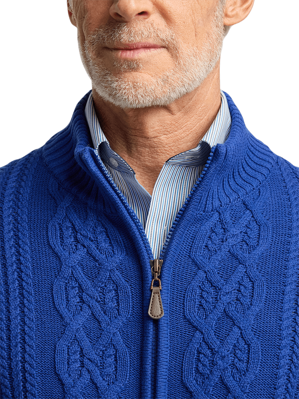 Alternate Image of Cotton Cable Full Zip Mock Neck Sweater-2