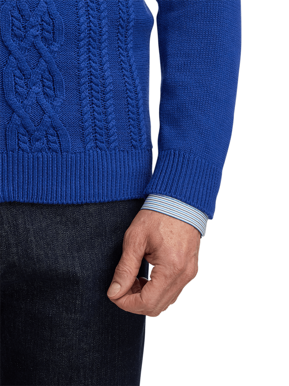 Alternate Image of Cotton Cable Full Zip Mock Neck Sweater-3