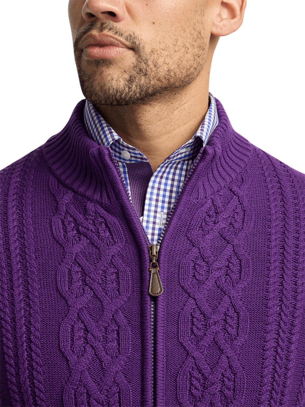 Alternate Image of Cotton Cable Full Zip Mock Neck Sweater-2