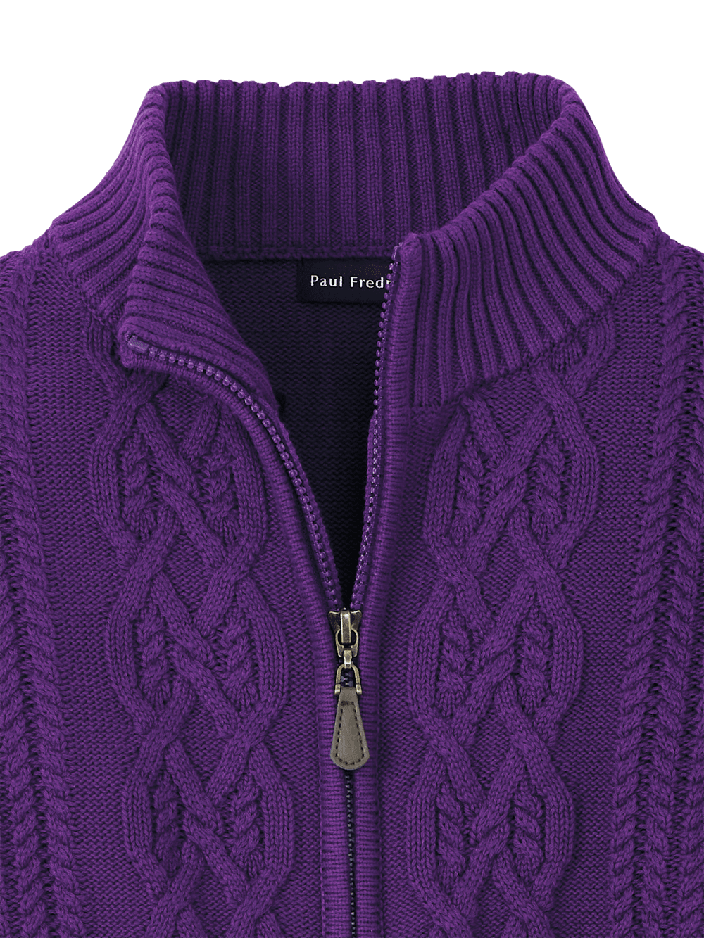 Alternate Image of Cotton Cable Full Zip Mock Neck Sweater-5