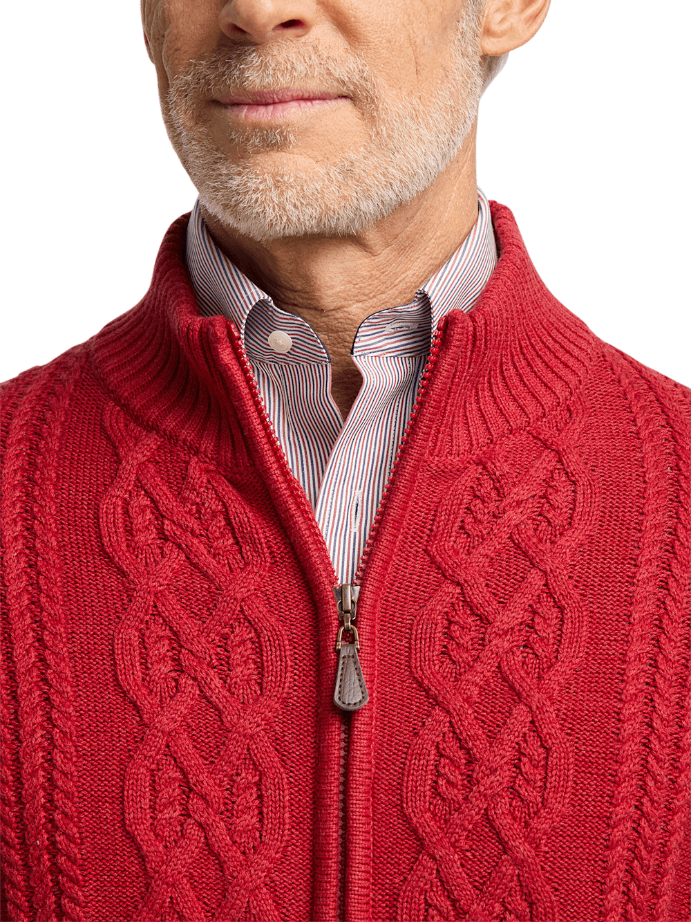 Alternate Image of Cotton Cable Full Zip Mock Neck Sweater-2