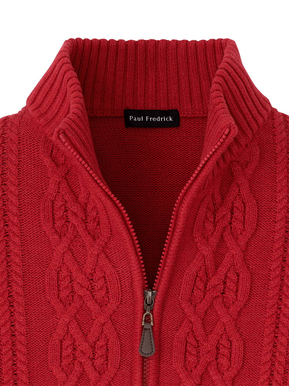 Alternate Image of Cotton Cable Full Zip Mock Neck Sweater-5