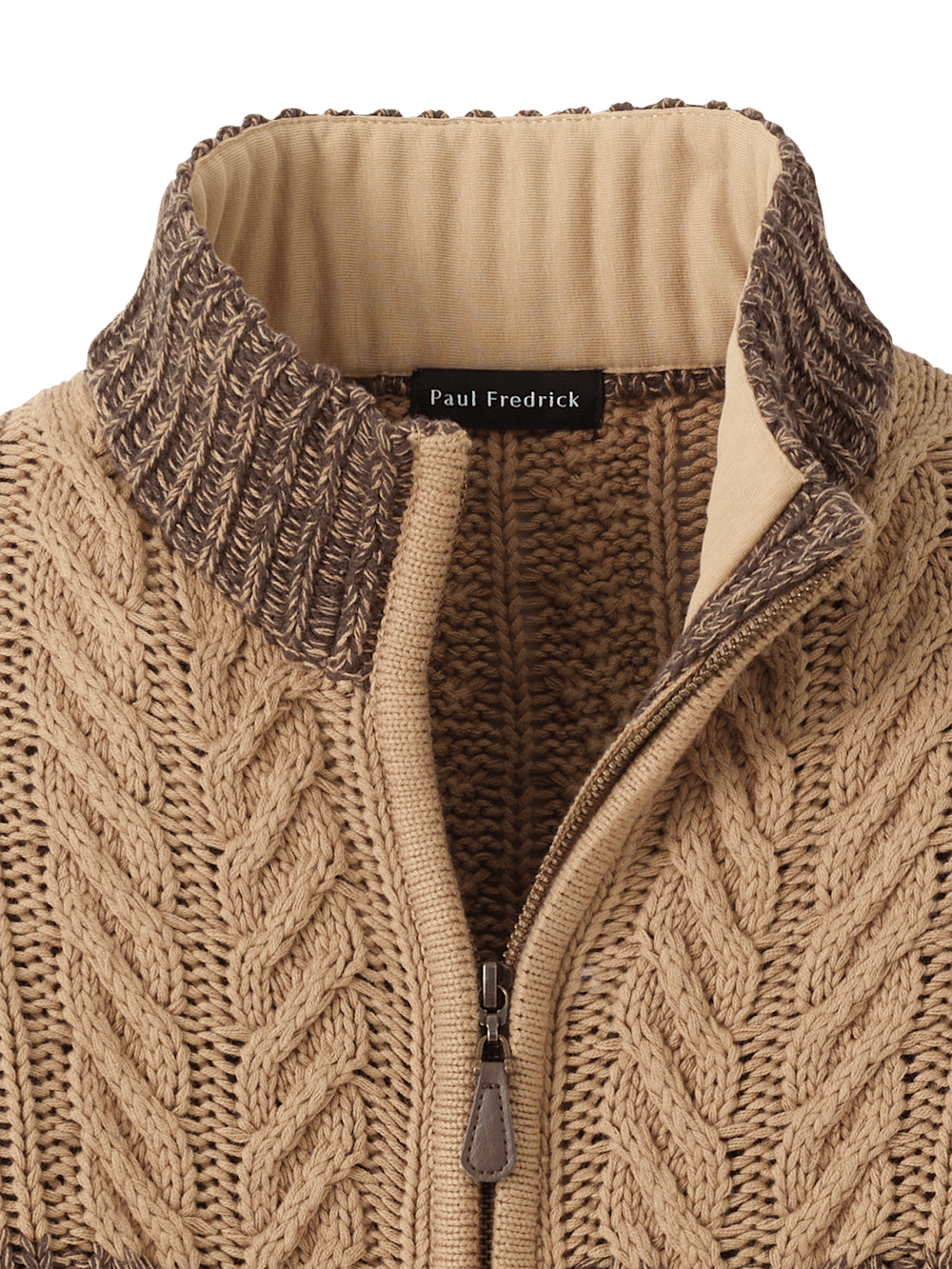 Alternate Image of Cotton Cable Full Zip Mock Neck Sweater-5