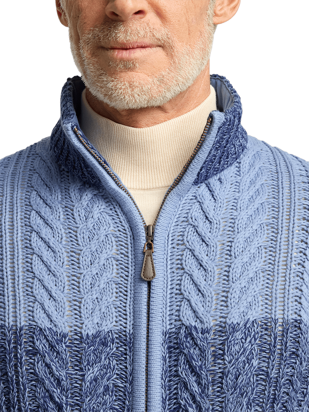 Alternate Image of Cotton Cable Full Zip Mock Neck Sweater-2