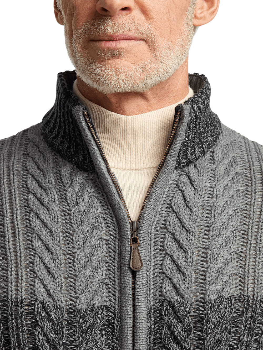 Alternate Image of Cotton Cable Full Zip Mock Neck Sweater-2