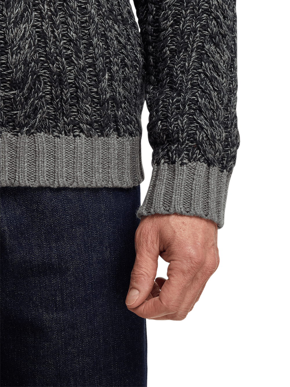 Alternate Image of Cotton Cable Full Zip Mock Neck Sweater-3