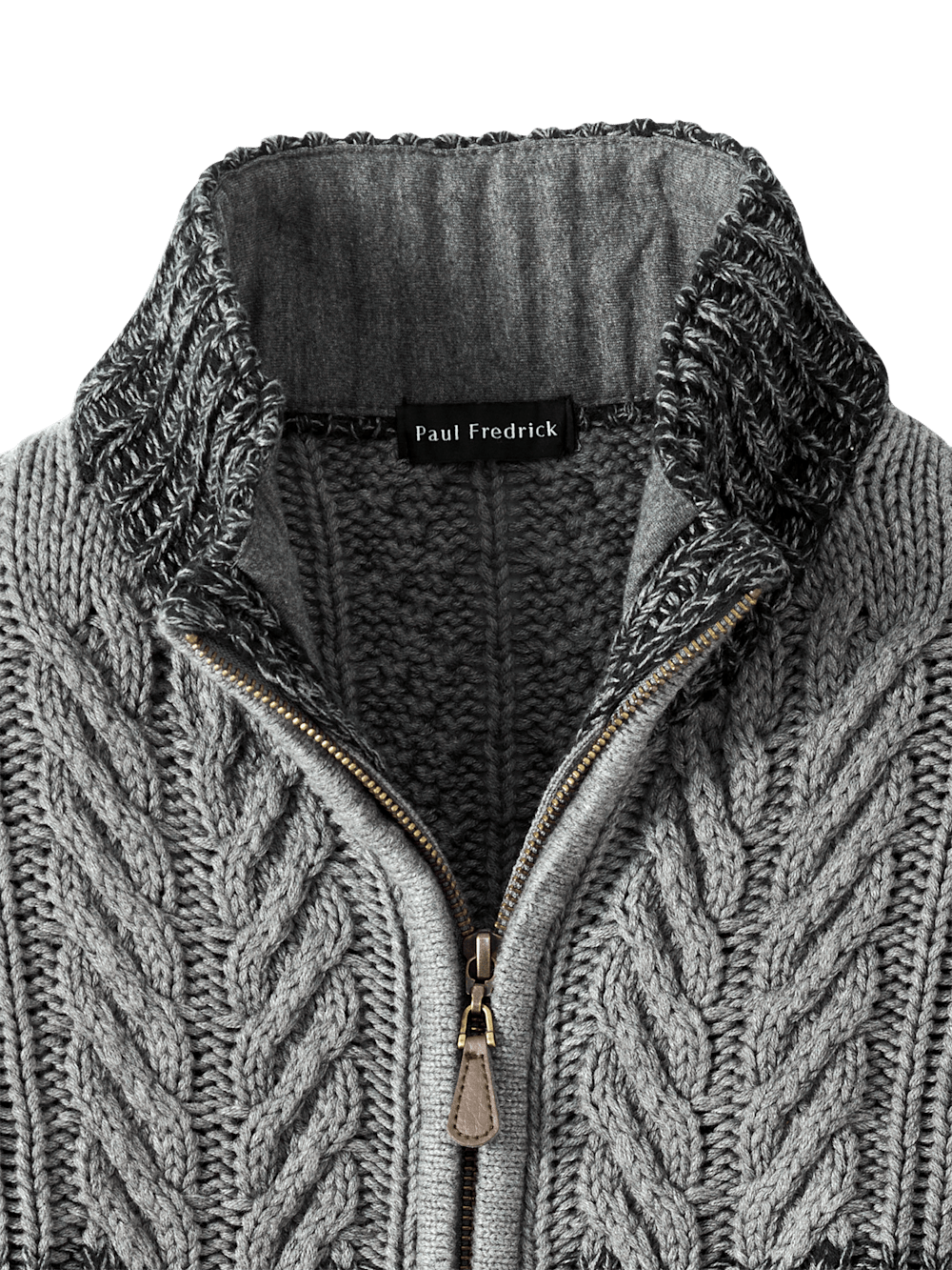 Alternate Image of Cotton Cable Full Zip Mock Neck Sweater-5