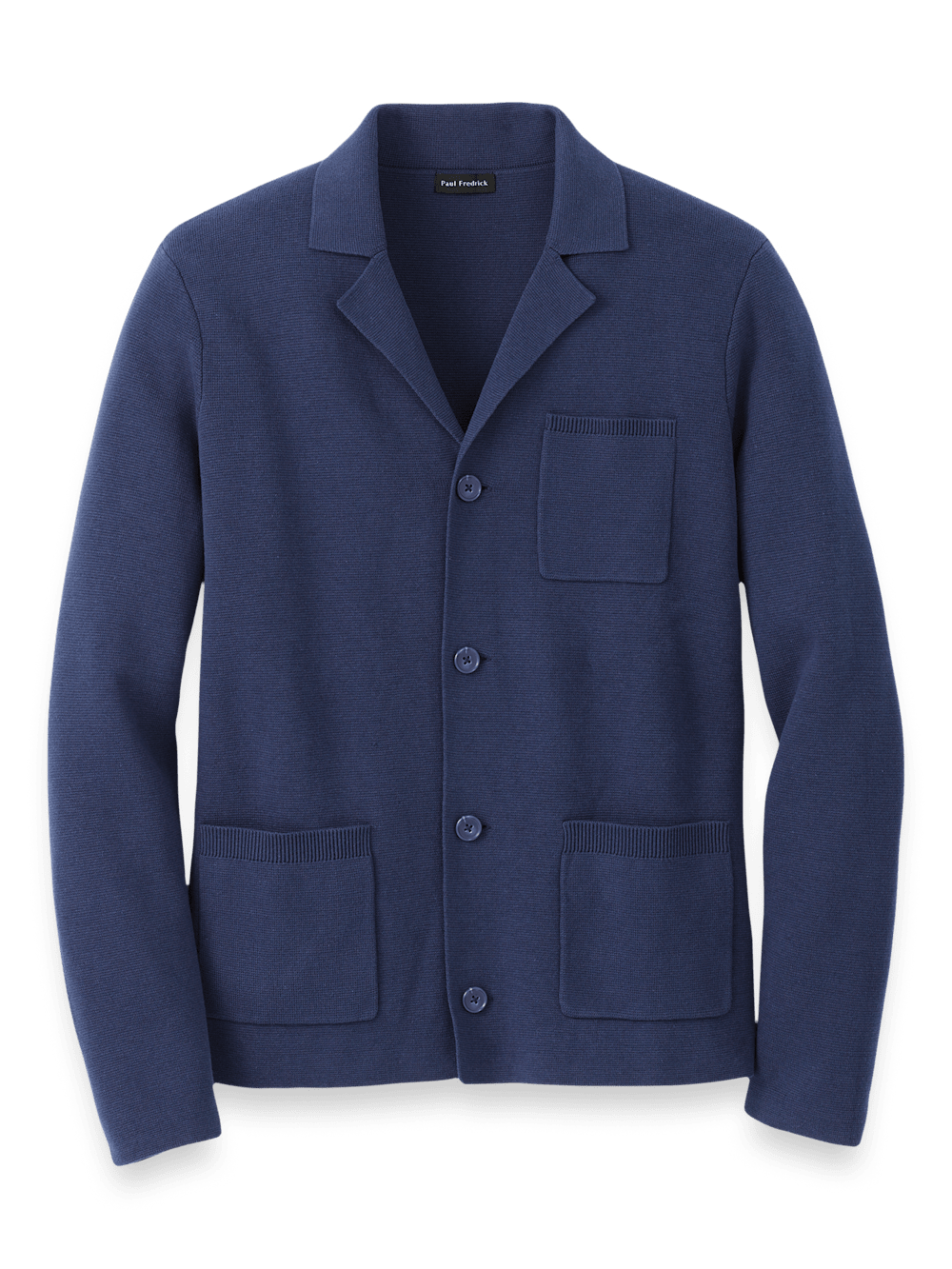 Product Image of Cotton Notch Lapel Cardigan Sweater-Navy