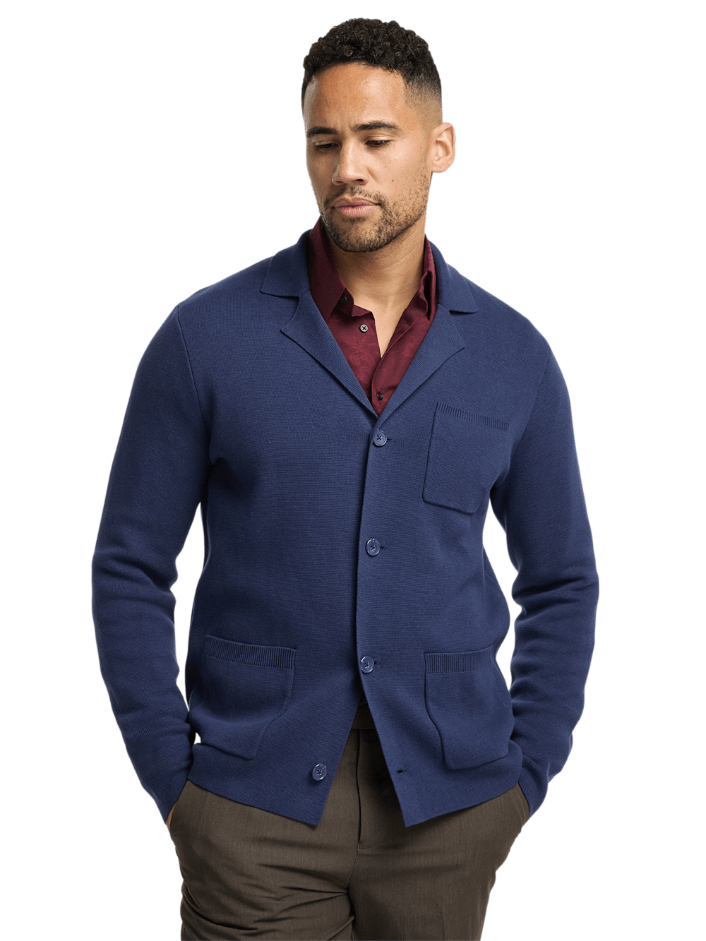 Alternate Image of Cotton Notch Lapel Cardigan Sweater-1