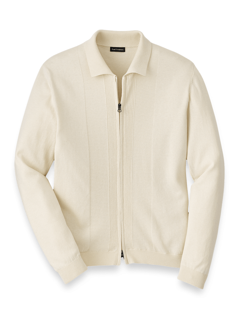 Product Image of Silk Cotton Cashmere Full Zip Polo-Ivory