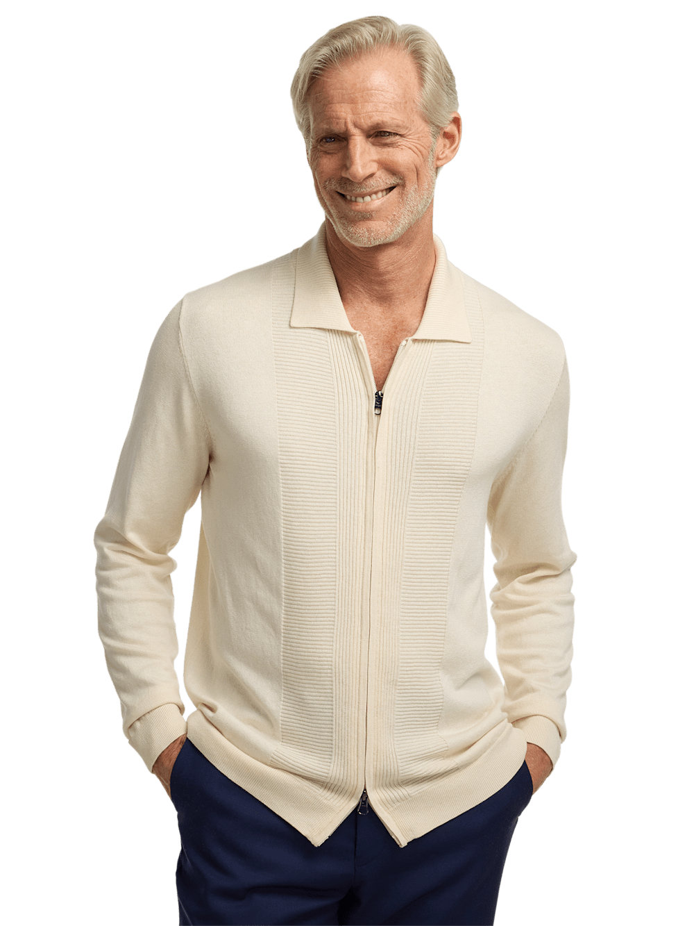 Alternate Image of Silk Cotton Cashmere Full Zip Polo-1