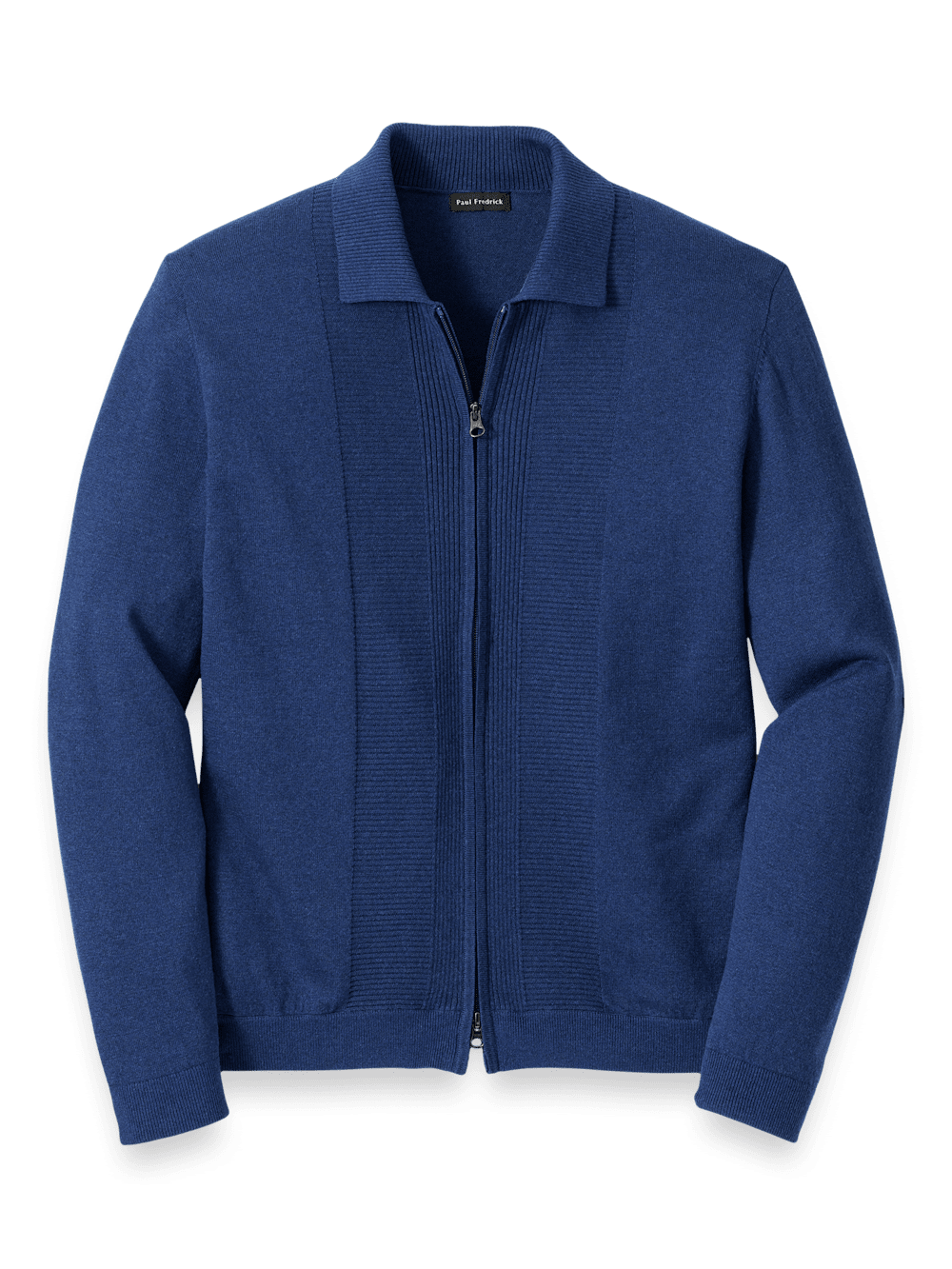 Product Image of Silk Cotton Cashmere Full Zip Polo-Navy