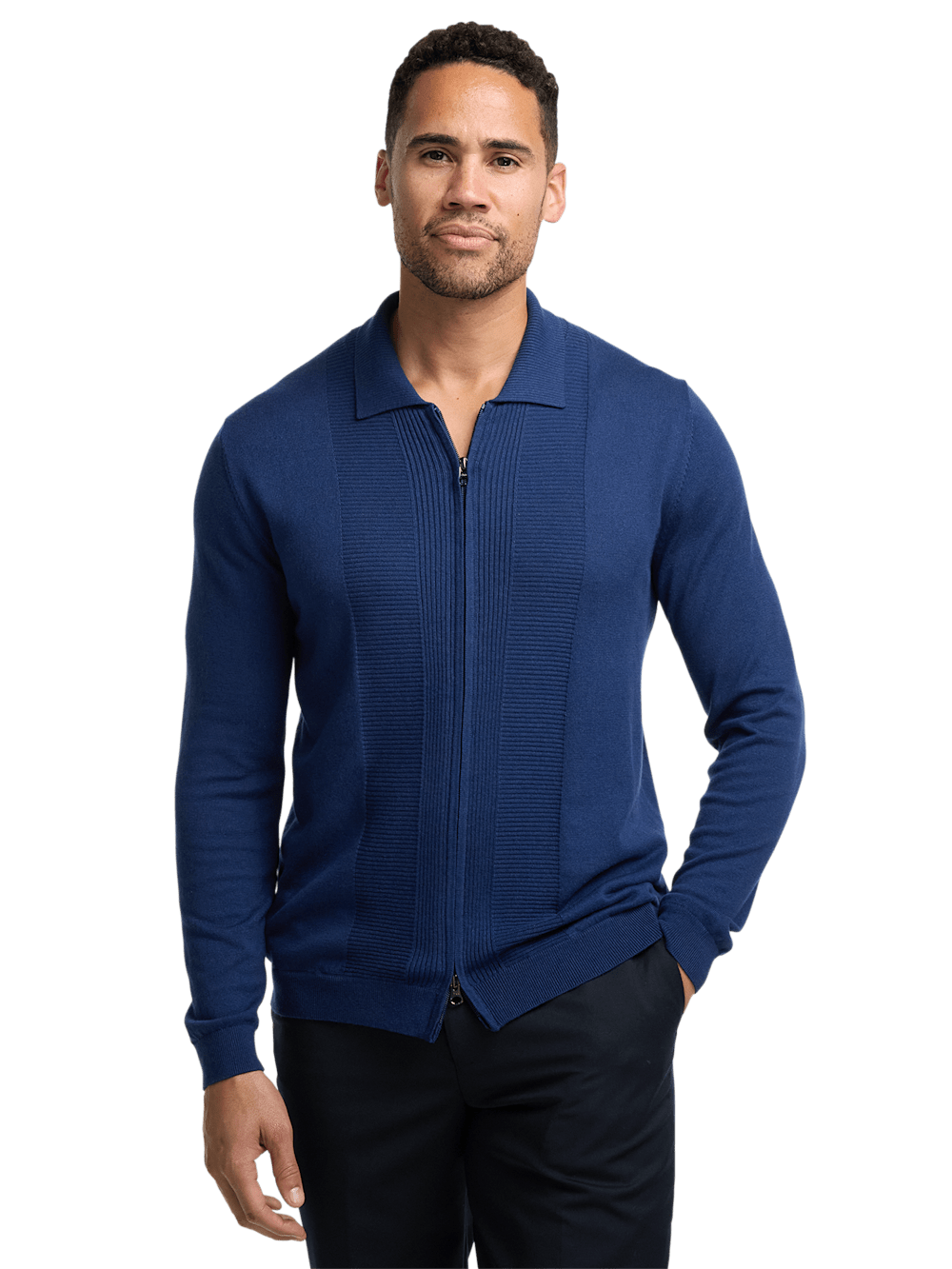 Alternate Image of Silk Cotton Cashmere Full Zip Polo-1